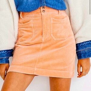 Madewell Corduroy Skirt Blush Peach Preppy 2 Double Button